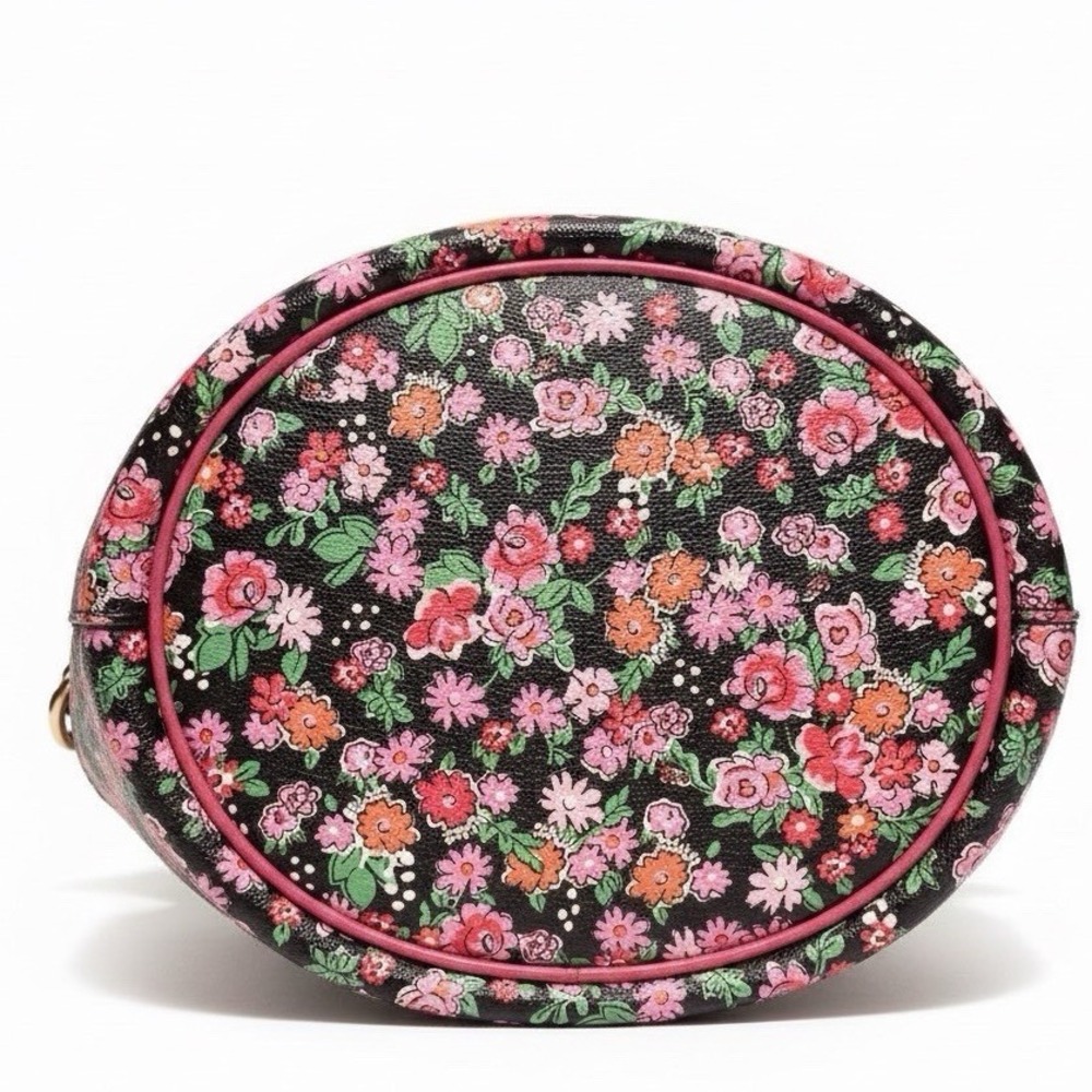 Coach Limited Edition Floral Pebbled Leather Kelsey Bucket Bag Pink F57544 - Picture 4 of 7